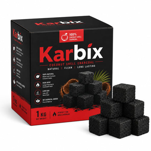 Karbix Coconut Shell Charcoal Briquette Cubes, 1 Kg, Hookah & Sheesha