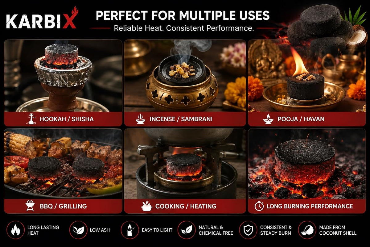 Karbix Premium Charcoal Briquettes – Coconut Shell Rounded Disc