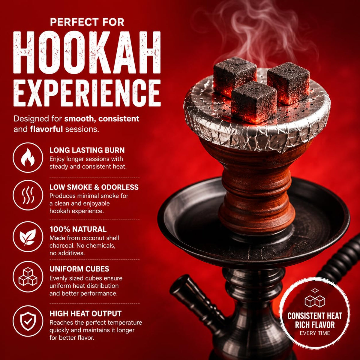 Karbix Coconut Shell Charcoal Briquette Cubes, 1 Kg, Hookah & Sheesha