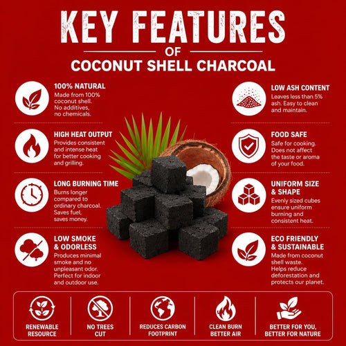 Karbix Coconut Shell Charcoal Briquette Cubes, 1 Kg, Hookah & Sheesha